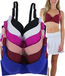 ToBeInStyle Women's Pack of 6 Padded Assorted Styles Supportive Bras Cup Size - A to DDD, Color: 6-pack: Textured Tall Grass Pattern Assorted Wired Bras, 44DD