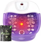 Foot Spa Bath Massager with Heat [2025 Upgraded], Vibration, Temperature Control, Jets, Bubbles and Epsom Salt, Foot Bath Soak Tub with 22 Massage Rollers, Foot Soaking Tub for Relaxation, Purple