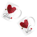 Suppro Hubby Wifey Couple Ceramic Coffee Mug, White - 2 Piece Set