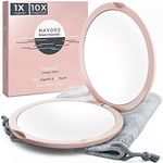 Magnifying Compact Mirror for Purses, 1x/10x Magnification – Double Sided Travel Makeup Mirror, 4 Inch Small Pocket or Purse Mirror. Distortion Free Folding Portable Compact Mirrors (Millennial Pink)