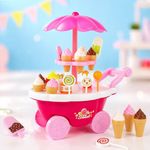 Goyal’s Ice Cream Sweet Trolley Cart Toy for Kids | Pretend Play Food Set with Music Lights | Shopping Cart Role Play Toy with Accessories | Interactive Playset for Girls Boys