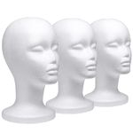 Foraineam 3 Pack 12 Inch Styrofoam Head Female Foam Wig Head Mannequin Manikin Cosmetics Model Head Wigs Display Glasses Hats Hairpieces Stand