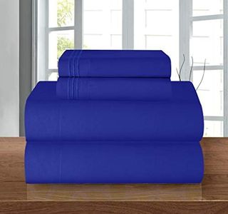 Elegant Comfort 1500 Thread Count Wrinkle Resistant Egyptian Quality Ultra Soft Luxurious 4-Piece Bed Sheet Set, King, Royal Blue