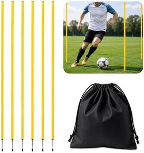 CTYYPYUYU Soccer Agility Poles, 5 FT Adjustable Speed and Agility Training Equipment, 6 Pack with Steel Ground Nails Outdoors (Yellow)
