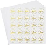 Clear Stickers - 200-Count Wedding Stickers, Gold Envelope Seal Stickers with Love, Adhesive Label for Bridal Shower Invitation, Wedding Invite, Birthday Card, 1 Inches Diameter