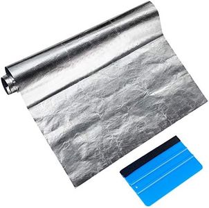 Aluminum Heat Shield, Aulufft 35 x 47 inch Aluminized Fiberglass Sheet Self-Adhesive Heat Barrier Protection Cover Heat Shielding Mat with 1 Piece Scraper