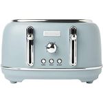 Haden Highclere 75026 Stainless Steel 1500W Retro Toaster 4 Slice Wide Slot w/Removable Crumb Tray and Settings, Pool Blue Toasters w/Adjustable Browning Control, Smart Toaster