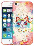 Glisten - iPhone 5 Case, iPhone 5S Case, iPhone SE 1st Gen Case - Cat Watercolour Design Printed Slim, Sleek & Cute Plastic Hard Protective Designer Back Phone Case for iPhone 5 / 5S / SE 2016.