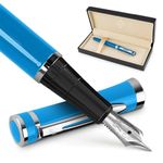 Wordsworth & Black Fountain Pen Set, Medium Nib, Includes 6 Ink Cartridges and Ink Refill Converter, Gift Case, Journaling, Calligraphy, Smooth Writing Pens [Sky Blue], Perfect for Men and Women