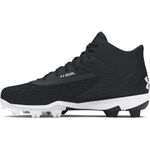 Under Armour men's Leadoff Mid 3.0 Baseball Cleat Sneaker, (001) Black/Black/White, 8 UK