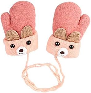 Moufles d'hiver pour Bébé 0 à 3 ans Enfant Garçon Fille Moufles Tricot Ours Gants avec Corde Epais Chaud Mitaines avec Doublure Polaire Thermique Isolées Neige Temps Froid Bambin Gants pour enfants