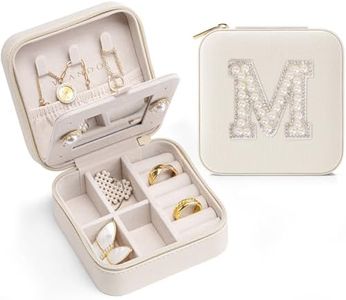 Vlando Wedding Gifts for Women, Jewelry Box, Bridal Shower Gifts, Bridesmaid Gifts for Wedding Day Bride Gifts, Personalized Jewelry Case - Letter M, White