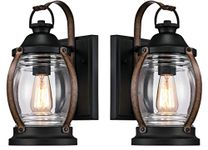 Westinghouse Lighting Canyon One-Light Outdoor Wall Fixture, Textured Black and Barnwood Finish with Clear Glass (Canyon Wall Lantern 2 Pack)