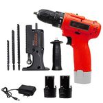 MLD Mini Screwdriver Lithium Battery Cordless Screwdriver Power Tools Electric Drill With Jig saw wood cutter Reciprocating Saw Adapter (Type : cordless drill, 12V) AD-0236