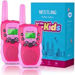 Nestling 2pcs Walkie Talkie for Kids, 8 Channels 2 Way Radios toy with Backlit LCD Flashlight, Best Gift for Chidren Indoor Outdoor Activity with Family and Friends - Rose Color