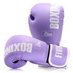 FIVING Pro Style Boxing Gloves for Women, PU Leather, Training Muay Thai,Sparring,Fighting Kickboxing,Adult Heavy Punching Bag Gloves Mitts Focus Pad Workout for Ladies (New Purple, 8oz)