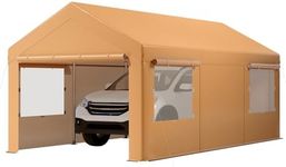 GarveeLife 12x20FT Carport, Portable Garage with Sidewalls, Doors and Ventilated Windows, UV Resistant and Waterproof, Heavy Duty Carport for Car, Bike, Boat, Party (Yellow)