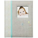 CR Gibson Baby First Memory Book (Linen Tree) -- Newborn Baby Gift Set / Keepsake / Baby Journal