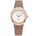 NAVIFORCE Women Fashion Analog Quartz Watch Casual Waterproof Lady Dress Watches Simple Luxury Diamond Stainless Steel Band Wristwatch (Rose Gold)