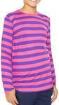 Boy's Long Sleeve Crew Neck Top Pink Purple Stripes Large