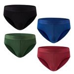 Hunter&Hawks Men's 4 Pack Bamboo Briefs, S-6XL, Soft, Antibacterial and Breathable Underwear, Perfect Fitting, Cool Dry Mens Briefs, Black, Blue, Army Green, Bordeaux, Multicolour, Multipack