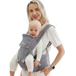 Bear Baby Carrier, 6-in-1 Multifunctional Newborn to Toddler with Hip Seat (Ergonomic M Position) for 3-36 Month/ 7-44lbs Baby, Adjustable Size for Enhanced Lumbar Support, Perfect for On-The-go