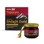 Tata 1mg Tejasya Shilajit Gold Resin – 20g | With Swarna Bhasma, Ashwagandha, Gokshura | Boosts Stamina, Strength & Energy | 250mg/Serving | Helps Improve Focus & Vitality | 80 Servings