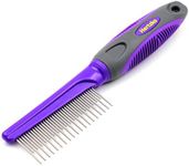 Hertzko Long & Short Teeth Pet Fur Comb - Dog & Cat Hair Detangler, Brush, & Cat Dematting Tool - Hertzko Dog Brush - Grooming Supplies for Removing Matted Hair (Long Teeth)