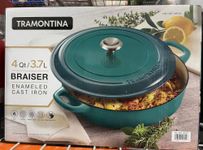 Tramontina 4-quart Covered Enameled Cast Iron Braiser - Teal