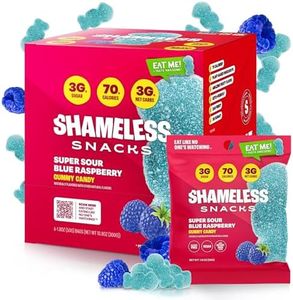Shameless Snacks - Healthy Low Calorie Snacks, Low Carb Keto Gummies (Gluten Free Candy) - 6 Pack Sour Blue Raspberry