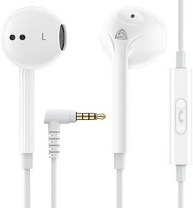LUDOS Zenith Wired Earbuds in-Ear Headphones, 2 Year Warranty, Earphones with Microphone, Noise Isolation Corded for 3.5mm Jack Ear Buds for iPhone, iPad, Samsung, Computer, Laptop, Gaming - White