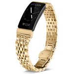 Shangpule Compatible for Fitbit Inspire & Inspire HR Bands, Stainless Steel Metal Strap Bracelet Wrist Band Accessories for Fitbit Inspire Women Man Large Small (Gold)