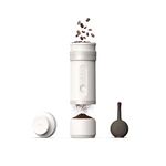OutIn Fino Portable Electric Coffee Grinder,Adjustable Coffee Bean Grinder with 28 Precise Grind Setting,One-Button Burr Coffee Grinder with Fast‑Charge Battery, Auto‑Stop & Clog‑Protection,White