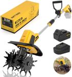 20V Cordless Electric Garden Tiller Cultivator, 9-Inch Tilling Width, 6.6-Inch Depth Rototiller for Soil Cultivation, Lawn, Gardening, Lightweight Tiller Includes 4.0Ah Battery and Charger