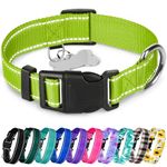 TECEUM Reflective Pet Collar – Acid Green – L – Basic Nylon Dog Collar – Quick Release Buckle – Fits Small, Medium and Large Dogs, Puppies, Cats – ESA & Service Dog Options