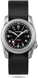 BODERRY Men's Watch Titanium Automatic Field Watch 40mm Military Watch Day Date Function 100M Waterproof with Nylon Strap Japanese mechanical movement & Screw Down Crown—VOYAGER