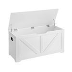 VASAGLE Storage Chest, Storage Trunk with 2 Safety Hinges, Storage Bench, Shoe Bench, 15.7 x 39.4 x 18.1 Inches, Matte White ULSB060T14