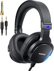 NUBWO Studio Headphones Wired, Hi-Res Over Ear Headphones with 3.5/6.35mm Detachable Jack, 180° Flip Earpads, 45mm Drivers Professional Monitor Headsets for Mixing, DJ, Recording, Guitar, Piano-HD01