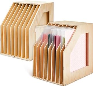 ReliThick 2 Pcs Wood Scrapbook Paper Storage Organizer for Holding 12 x 12 inch Paper Storage Box Album Holders for Vinyl Records Stand 8 Slot Desktop Rack Paper Storage Shelf Portfolio Filing Crate