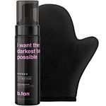 b.tan I Want The Darkest Tan Possible Tanning Kit - Self Tan Mousse with Applicator Mitt - Value Pack for Dark Tan