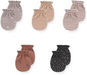 JELYLOVE 5 Pack Unisex New Born Boy Girls No Scratch Mittens Cotton Soft Baby Gloves Accessory 0-3 Months Baby Essentials
