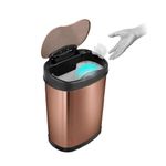 Ninestars DZT-15-13 Touchless Stylish Motion Sensor Dustbin with Lid| Stainless Steel Trash Can |15 Litres (Gold)