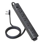 TROND Surge Protector Power Bar with 2 USB C, ETL Listed, Ultra-Thin Flat Plug Extension Cord Indoor, 4 Outlets 4 USB Ports, 5ft Slim Desk Power Strip, Wall Mount, Office Supplies Dorm Room Essentials