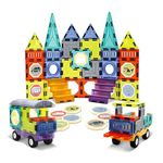 Sezoo Magnet Toys Magnetic Tiles | 71 PCS Magnetic Building Blocks Set Learning Toys Preschool Educational Construction Kit Magnet Stacking Toys for Children (71Pcs Set)