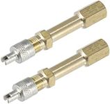 ACROPIX 50mm/1.97" Long Brass Auto Tire Valve Extension Adaptor Air Tyre Stem Extender Inflation Stright Bore Brass Tone - Pack of 2