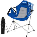 KingCamp Swinging Camping Chair for Adults Lightweight Folding Garden Chairs Recliner Relaxation Rocking Foldable Chair with Pillow and Cup Holder for Outdoor Picnic Traval