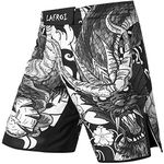 LAFROI Mens MMA Cross Training Boxing Shorts Trunks Fight Wear with Drawstring and Pocket-QJK01 (Dragon,LG)