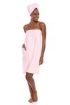 Women's Towel Wrap - Viscose from Bamboo Spa Wrap Set by Texere (The Waterfall, Barely Pink, 2X/3X)