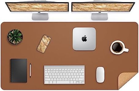 Leather Desk pad Protector, Large Desk mat with Natural Cork & PU Leather,Mouse pad,Non-Slip Office Desk Mat,Waterproof Desk Writing Pad for Office and Home (47in*23.7in, Brown)