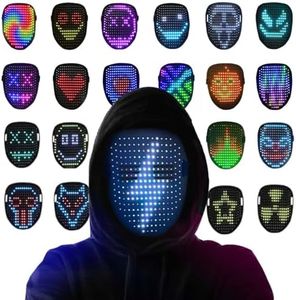 COKOTEE Led Mask，Light up Mask with Gesture Sensing，Face Transforming Mask for Halloween Festival Cosplay Costume Masquerade Parties，gifts